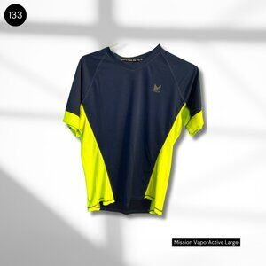 Mission VaporActive Performance Tee in Navy and Neon